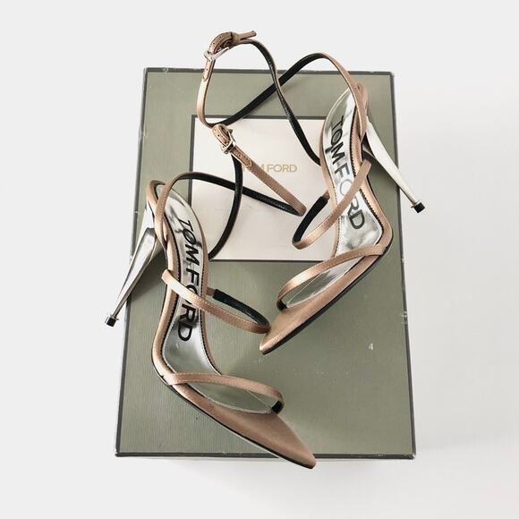 NIB Tom Ford Flesh Satin Strappy Pointed Toe High Heeled Sandals 36.5 - Picture 10 of 10